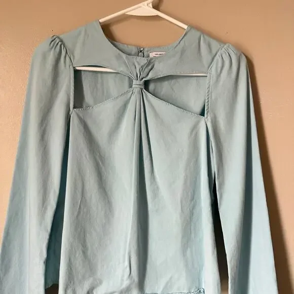 & Other Stories Womens 4 Light Blue Twist Detail Cut Out Long Sleeve Blouse - Picture 4 of 10